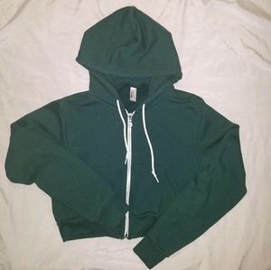 American Apparel Cropped Fleece Hoodie in Green